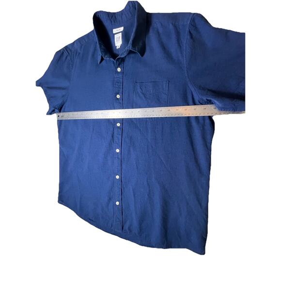 GAP Men’s Shirt XL Standard Fit Navy Blue Linen Cotton Blend Short Sleeve - Picture 7 of 10